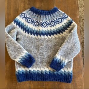 Blue and Gray Hilda Vintage Crewneck Wool Sweater